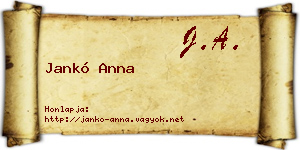 Jankó Anna névjegykártya