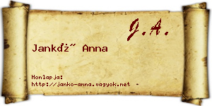 Jankó Anna névjegykártya